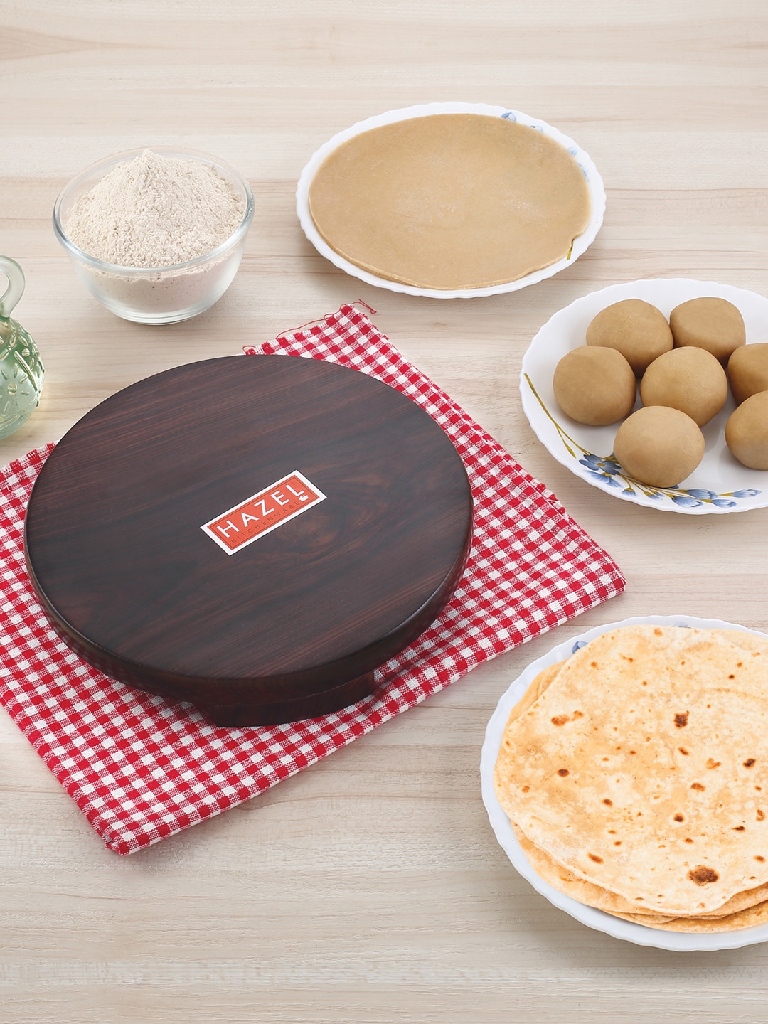 

HAZEL Brown Sheesham Polpat Chakla Chapati Maker With Rolling Pin