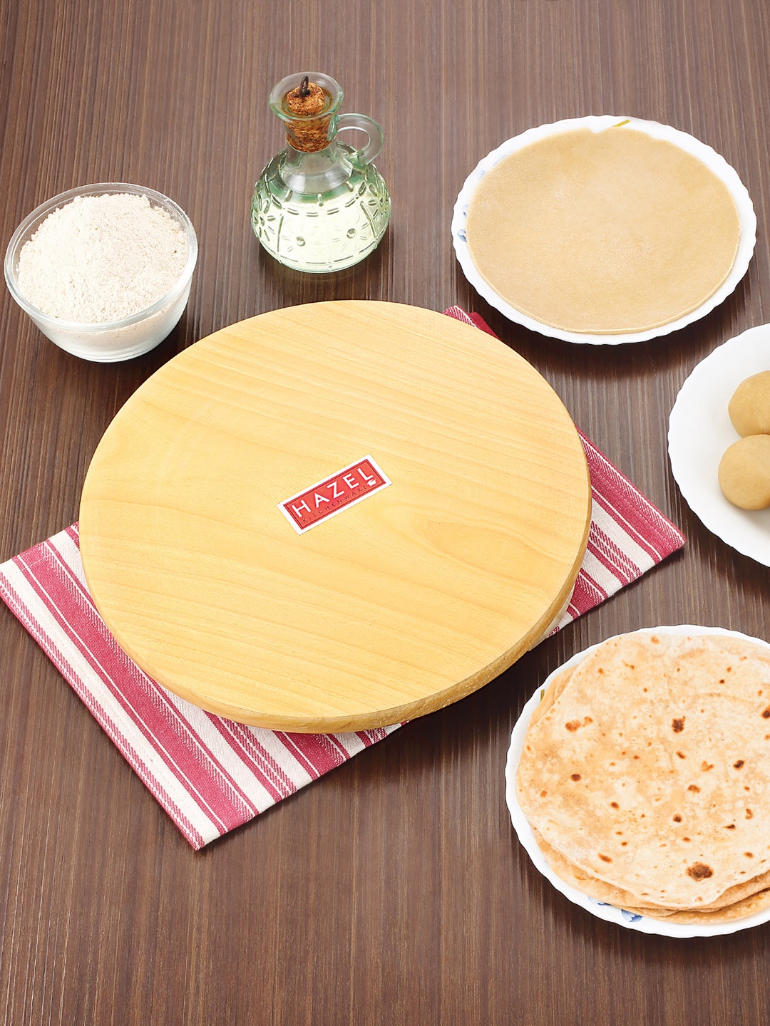 

HAZEL Yellow & Brown Wood Combo of Chapati Maker & Rolling Pin