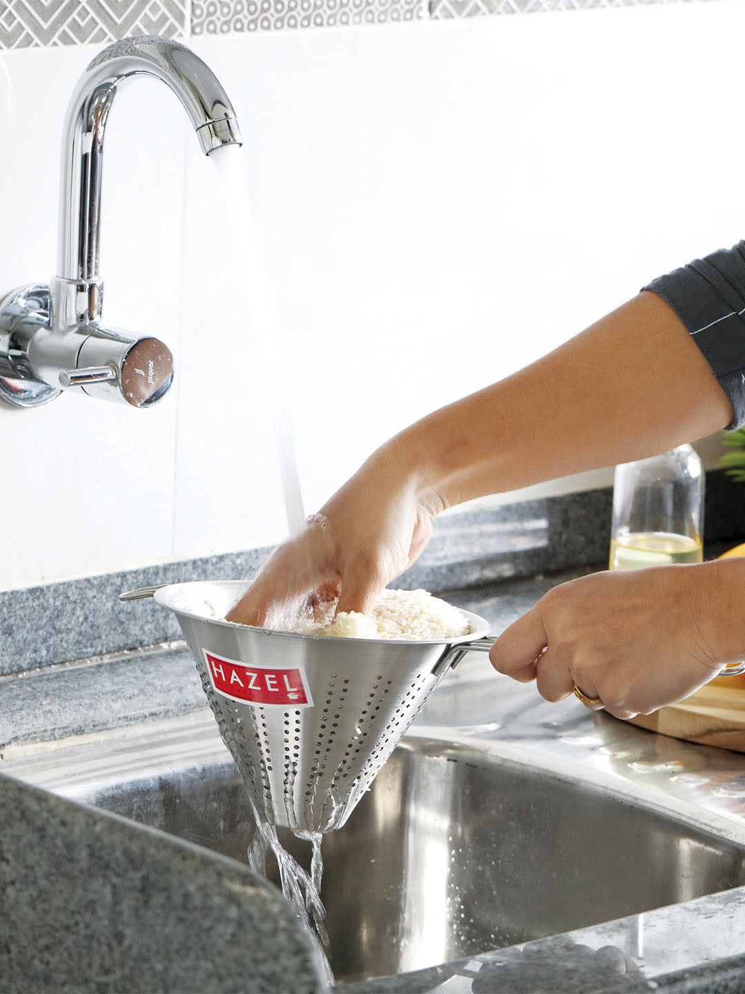 

HAZEL Silver-Toned Solid Stainless Steel Rice Strainer