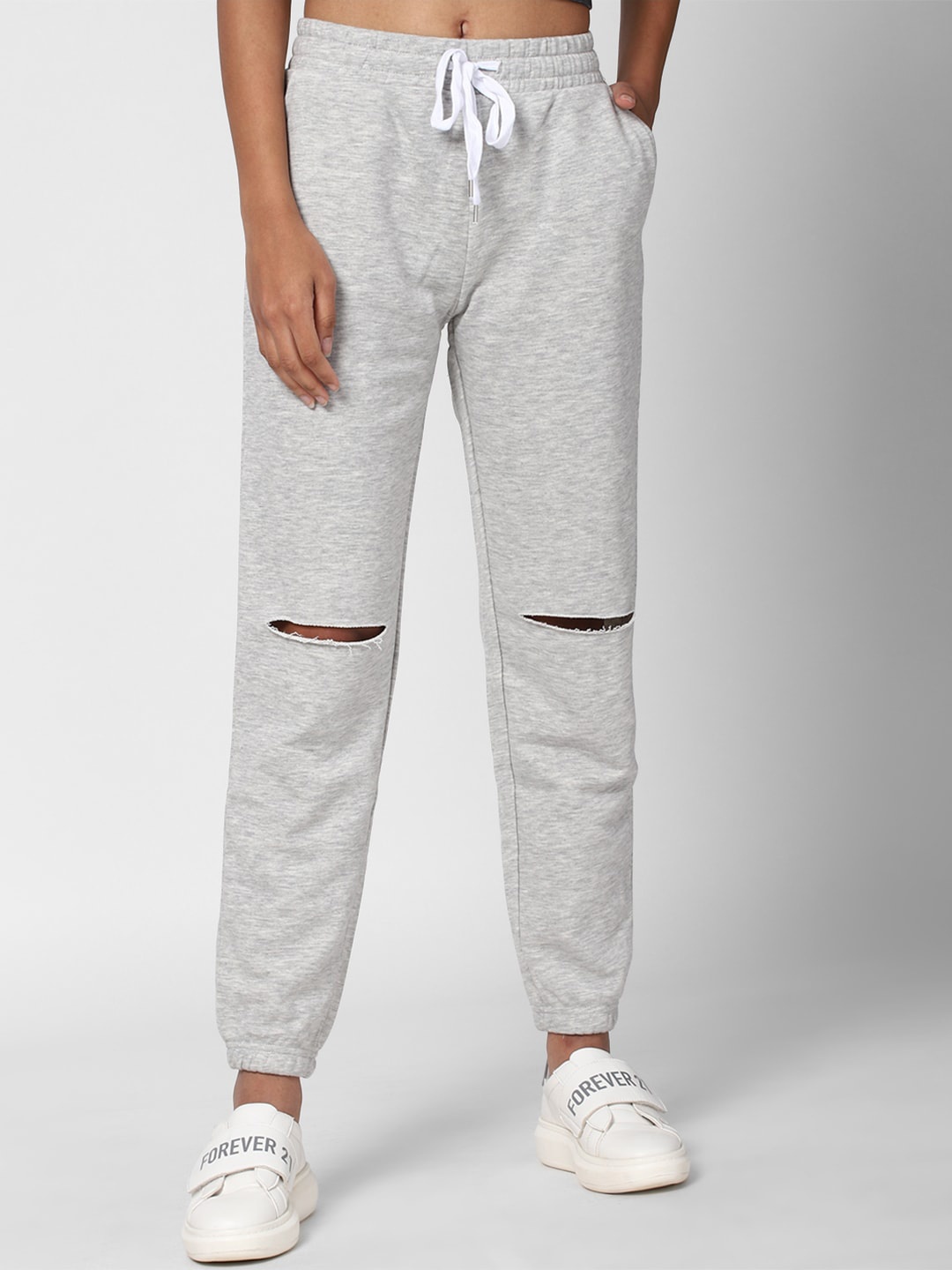 

FOREVER 21 Women Grey Joggers Trousers