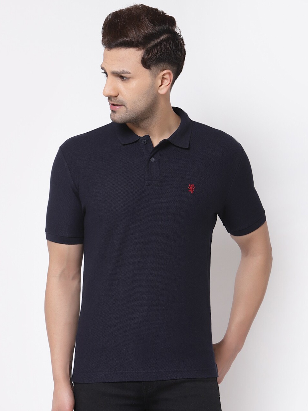 

Red Tape Men Navy Blue Polo Collar T-shirt