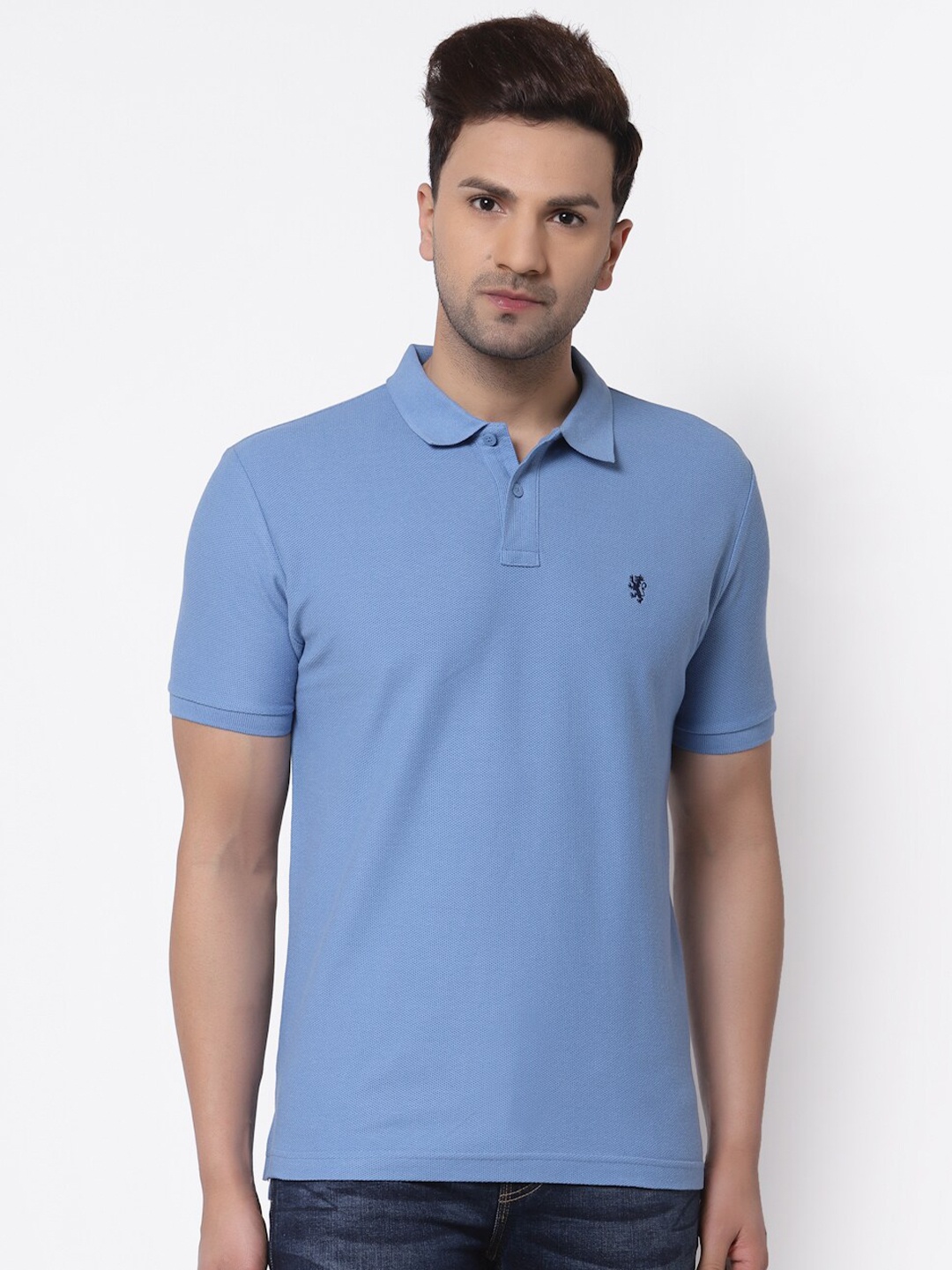 

Red Tape Men Blue Polo Collar Cotton T-shirt