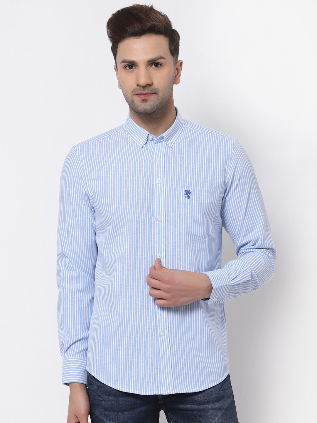 

Red Tape Men Blue Striped Casual Shirt