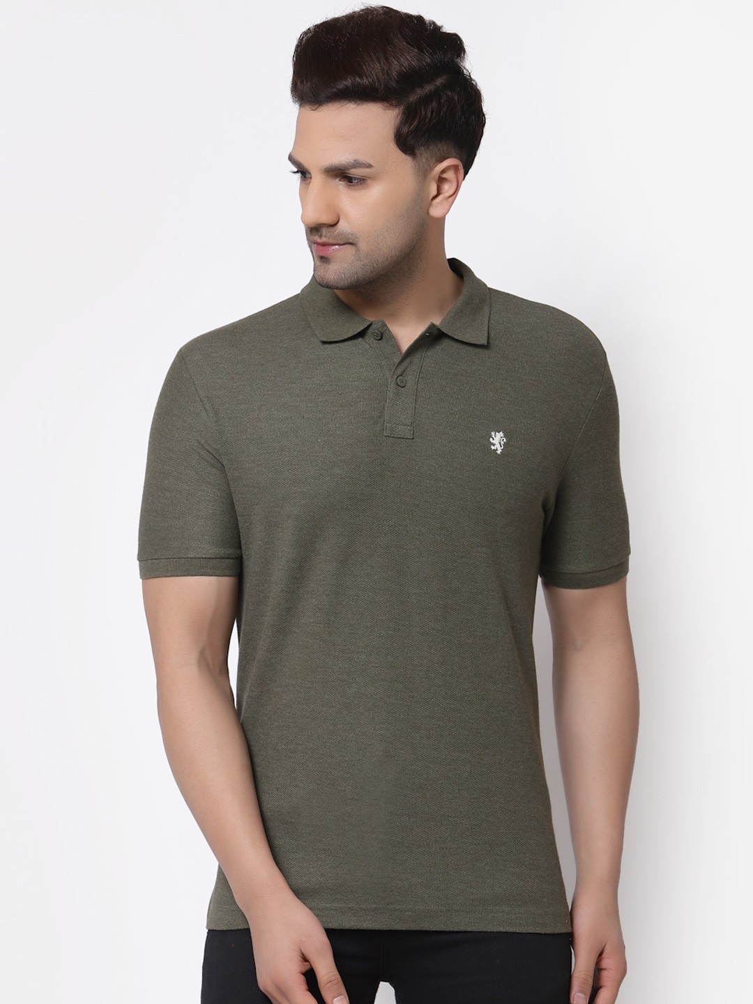 

Red Tape Men Olive Green Polo Collar Cotton T-shirt