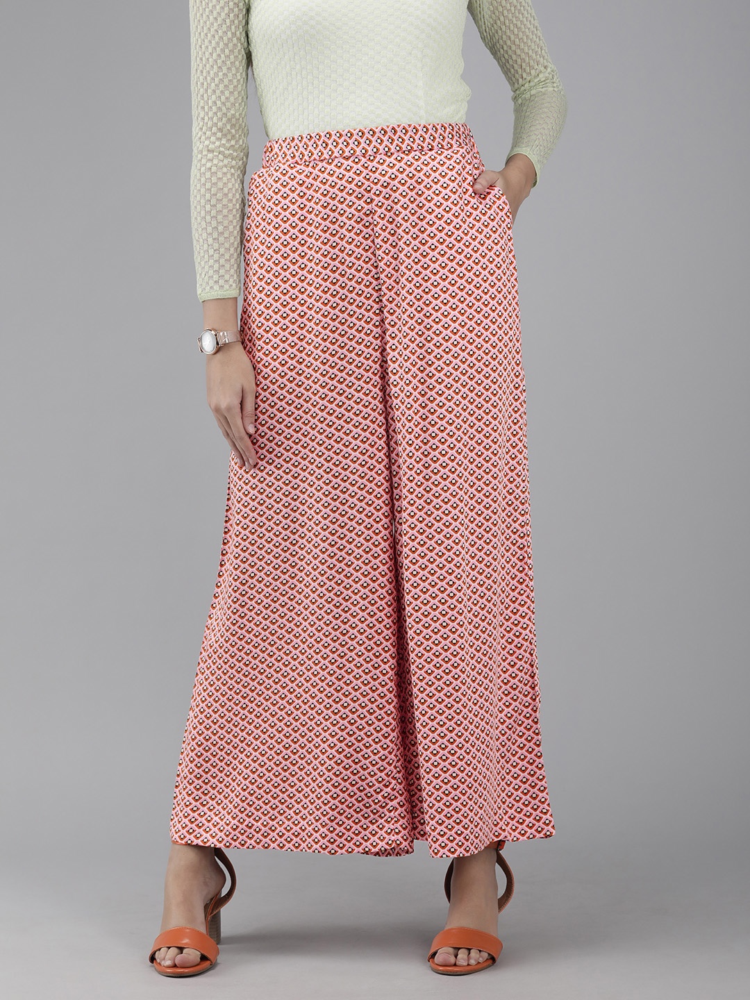 

Van Heusen Woman Women Pink & Blue Printed Culottes
