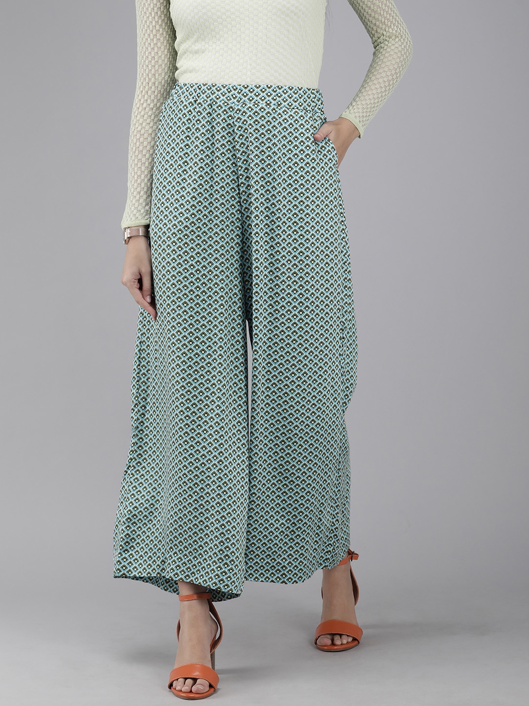 

Van Heusen Woman Women Blue & Green Printed Culottes