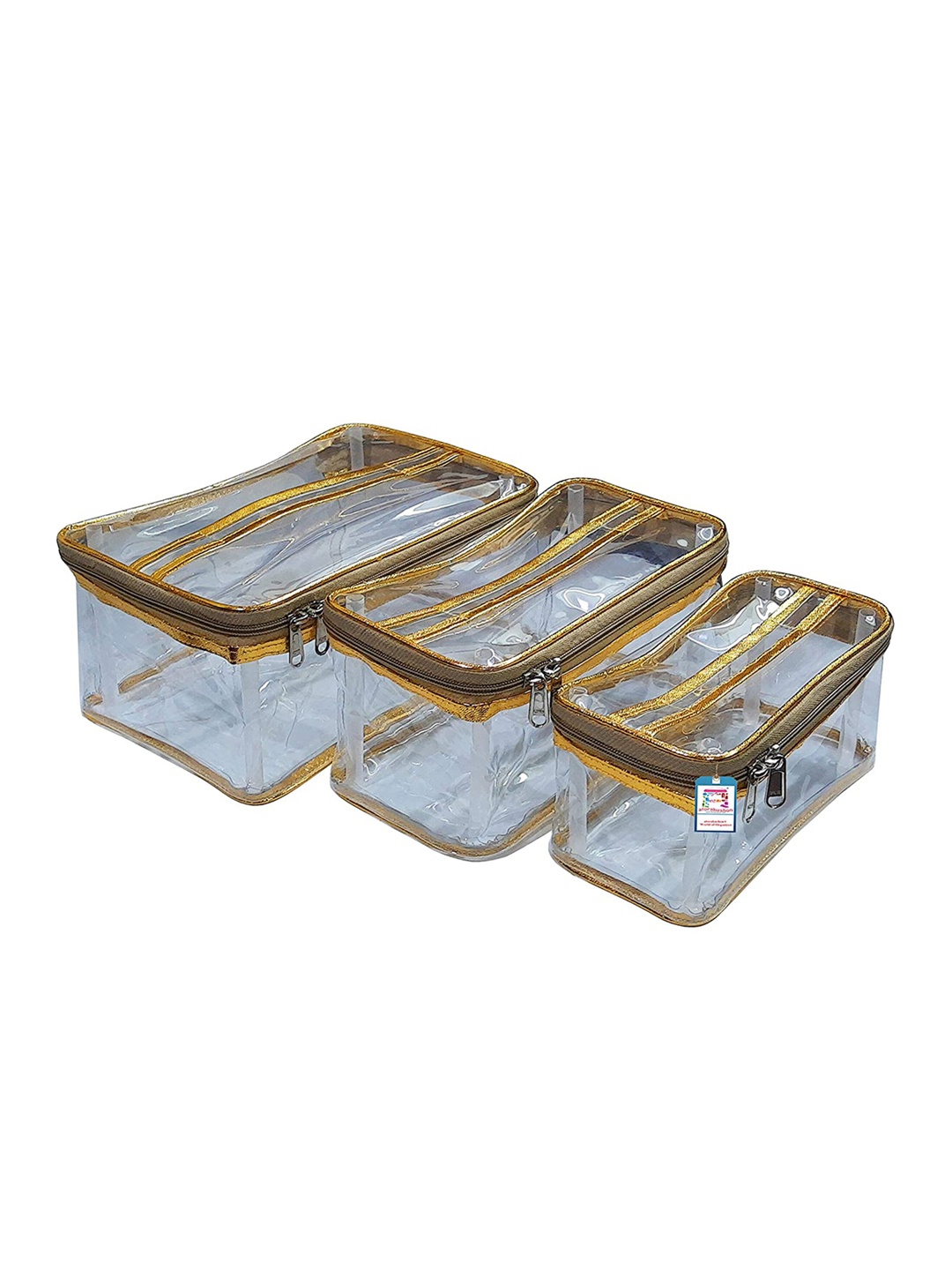 

atorakushon Set Of 3 Gold-Toned & Transparent Solid Jewellery Organisers