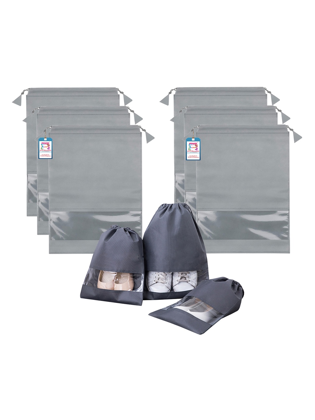 

atorakushon Set Of 6 Grey Solid Shoe Organiser