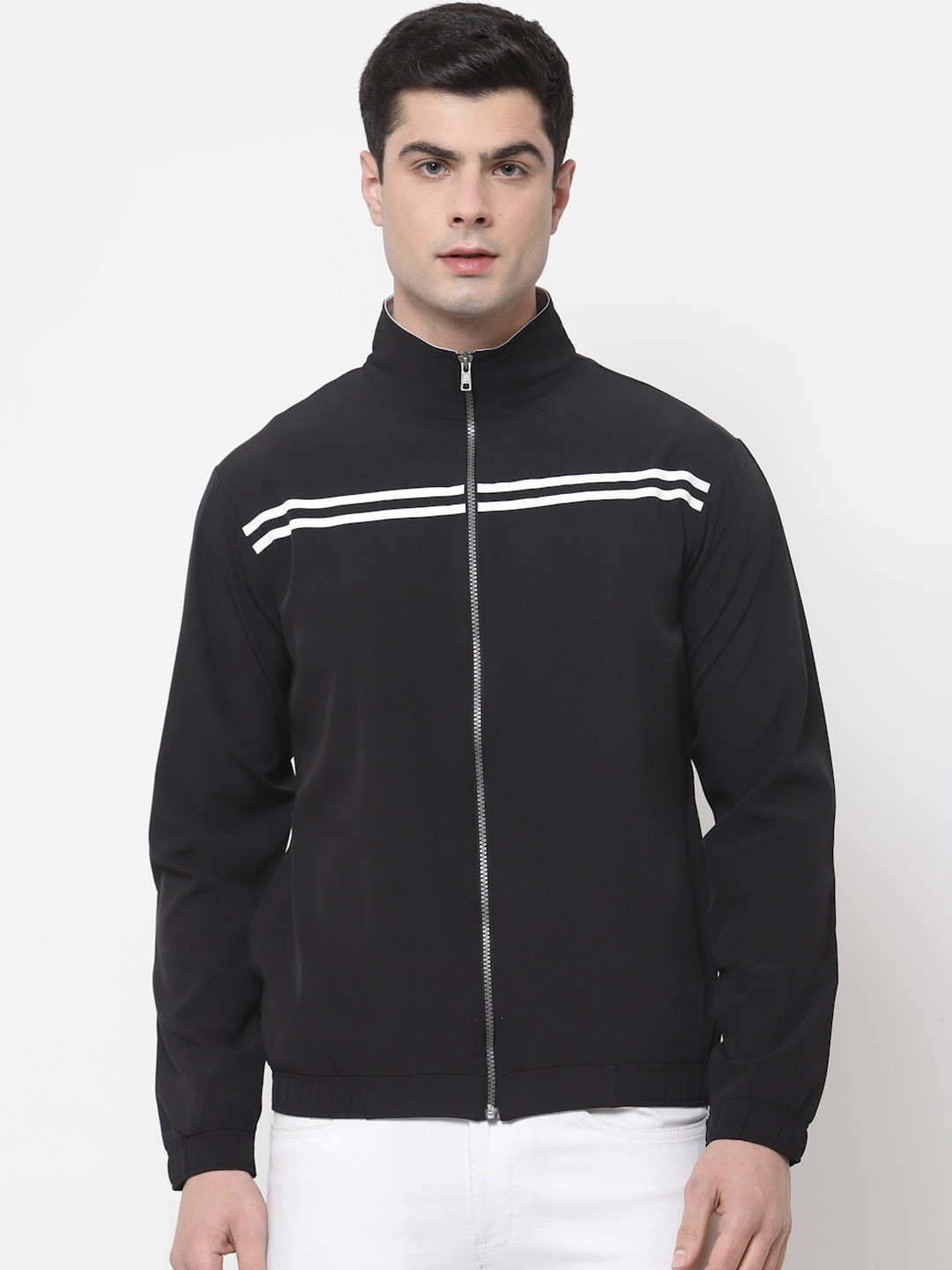 

Yuuki Men Black Striped Lightweight Training or Gym Sporty Jacket