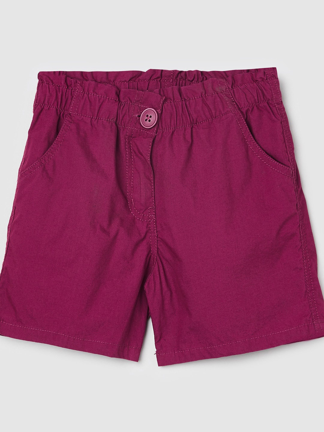 

max Girls Burgundy Pure Cotton Shorts