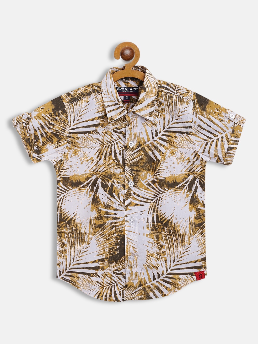 

Gini and Jony Boys Off White & Beige Tropical Print Cotton Casual Shirt