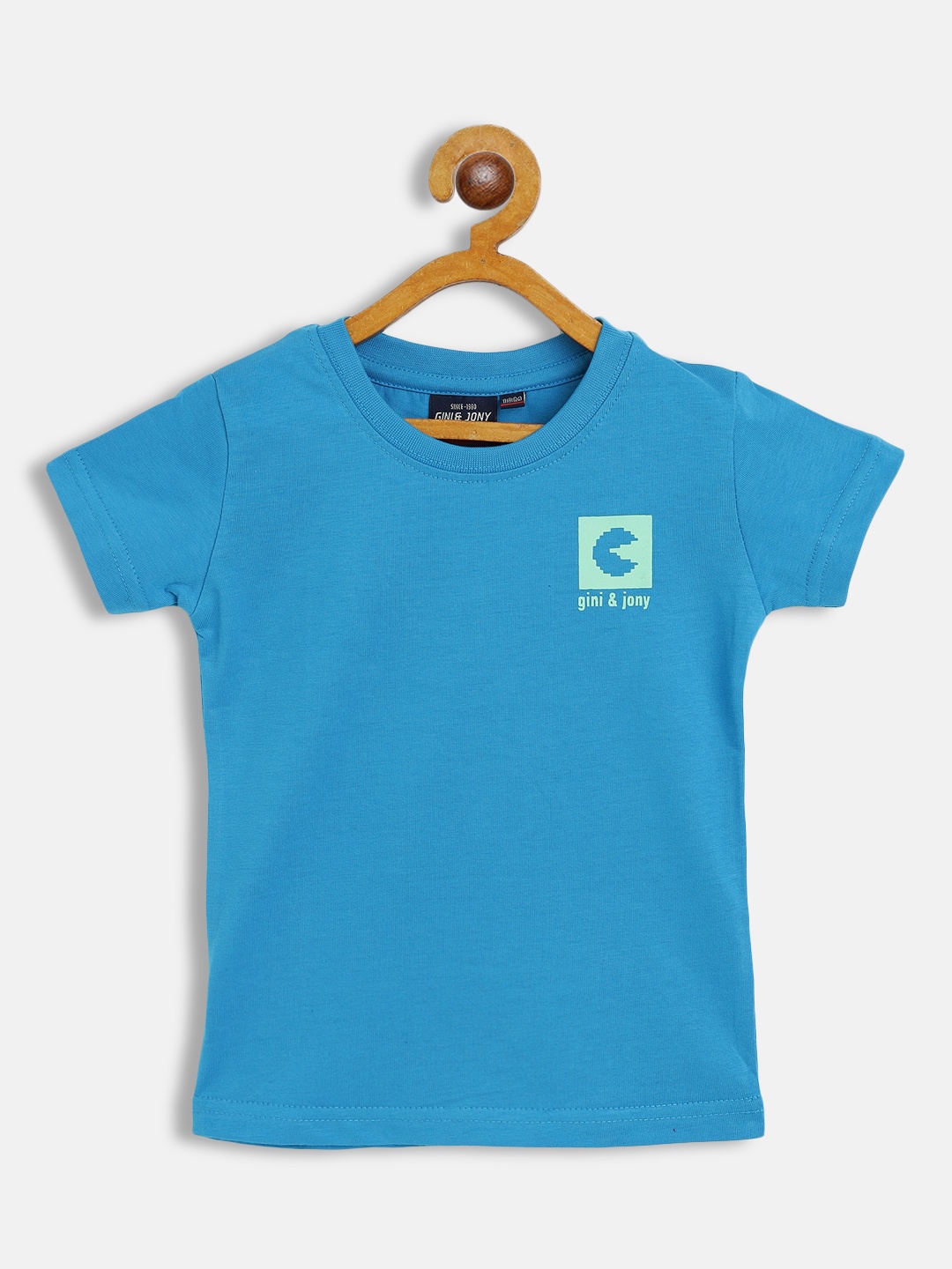 

Gini and Jony Infant Boys Blue Solid Cotton T-shirt