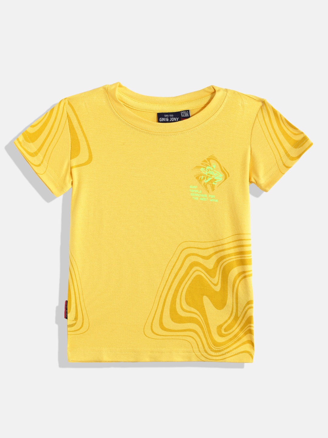 

Gini and Jony Infant Boys Yellow Abstract Placement Printed T-shirt