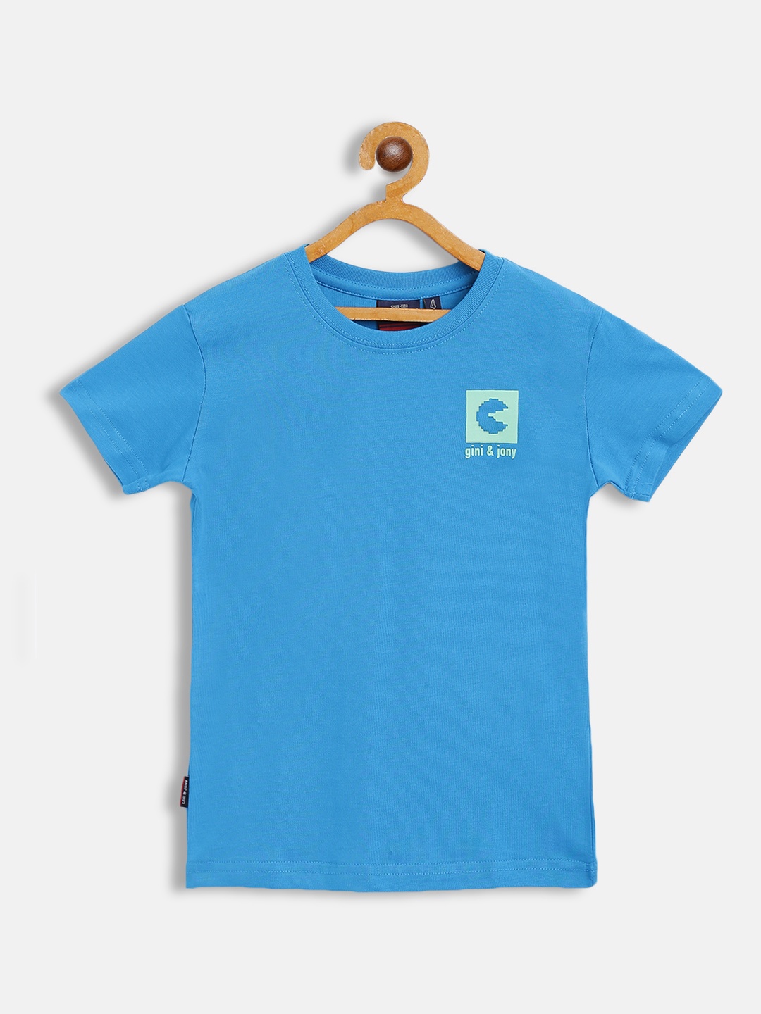 

Gini and Jony Boys Blue & Green Printed Cotton T-shirt