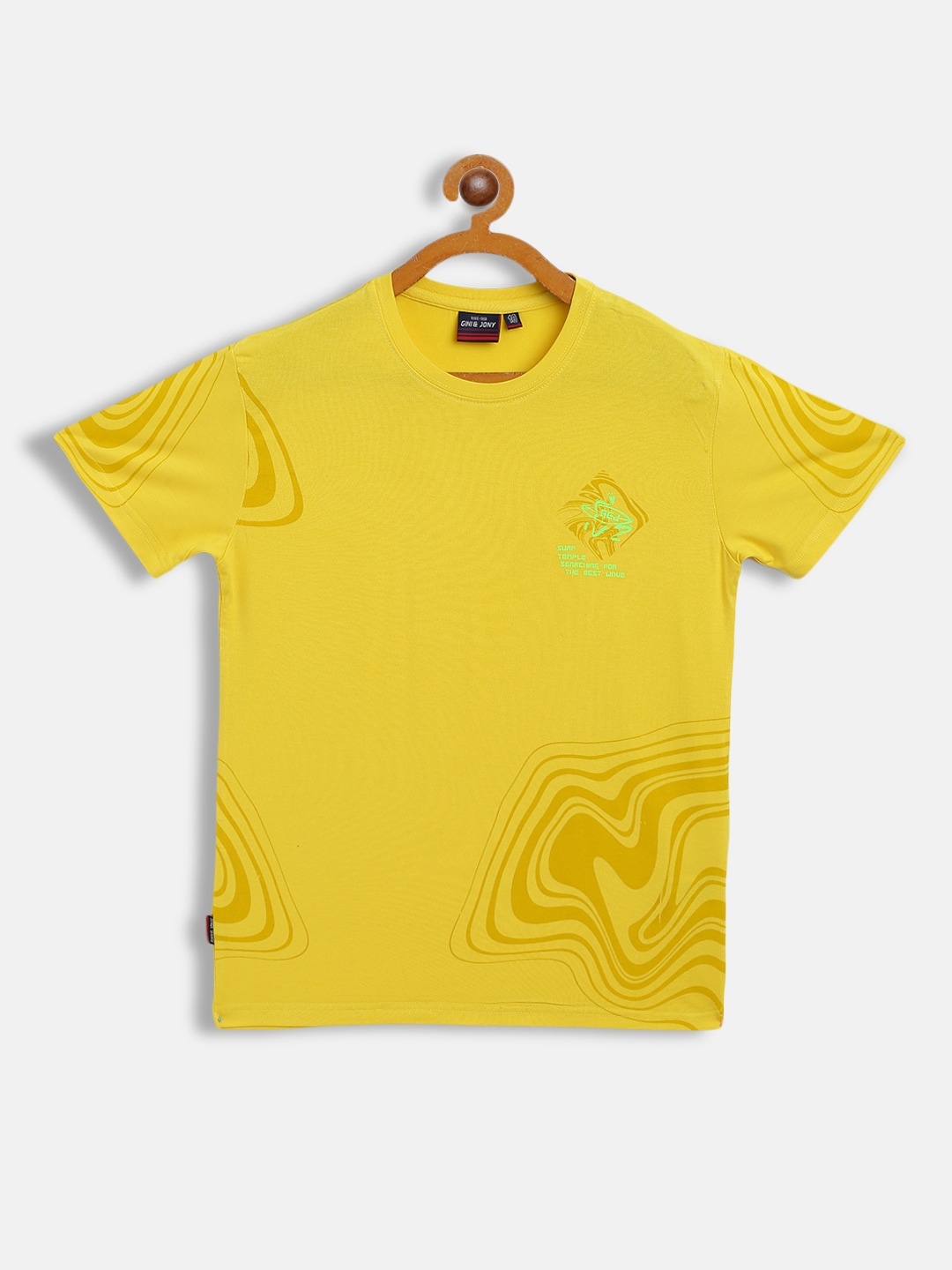 

Gini and Jony Boys Yellow & Beige Printed T-shirt