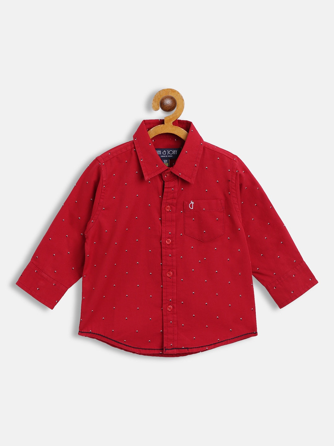 

Gini and Jony Infant Boys Red & White Micro Ditsy Printed Cotton Casual Shirt