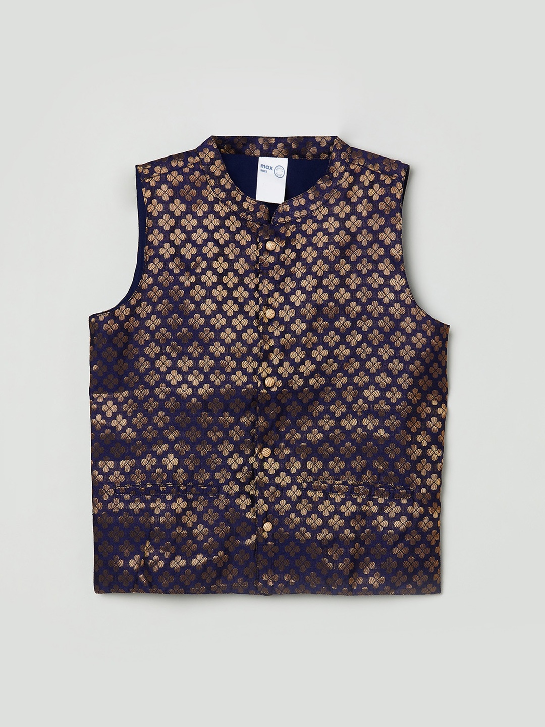 

max Boys Blue Geometric Woven Nehru Jacket