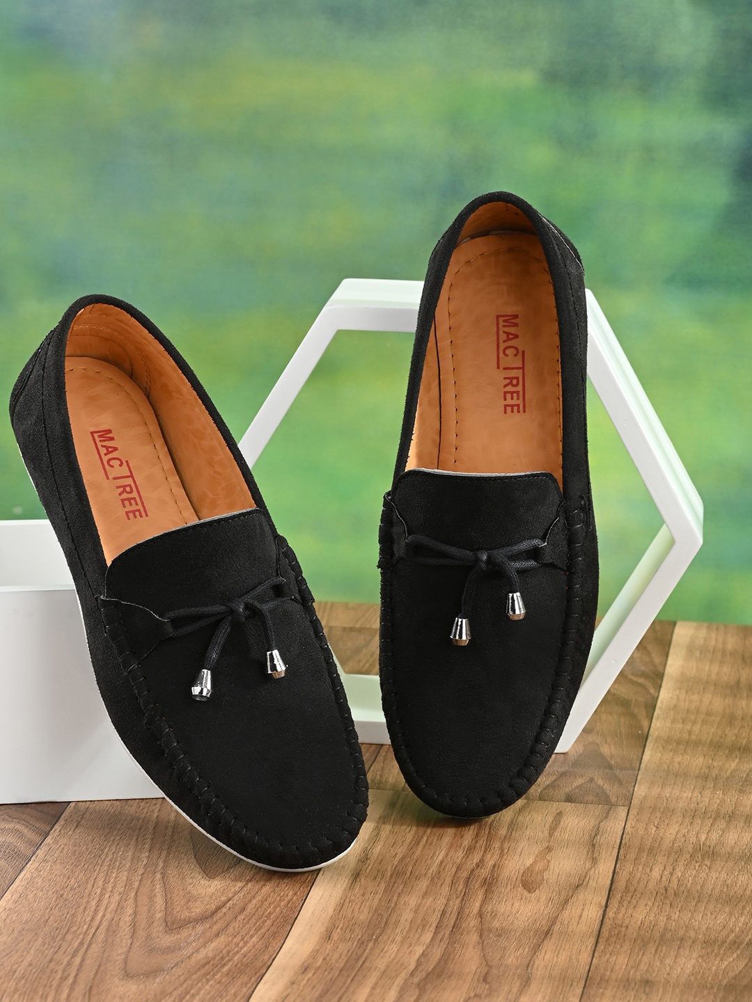 

Mactree Men Black Textured Suede Loafers