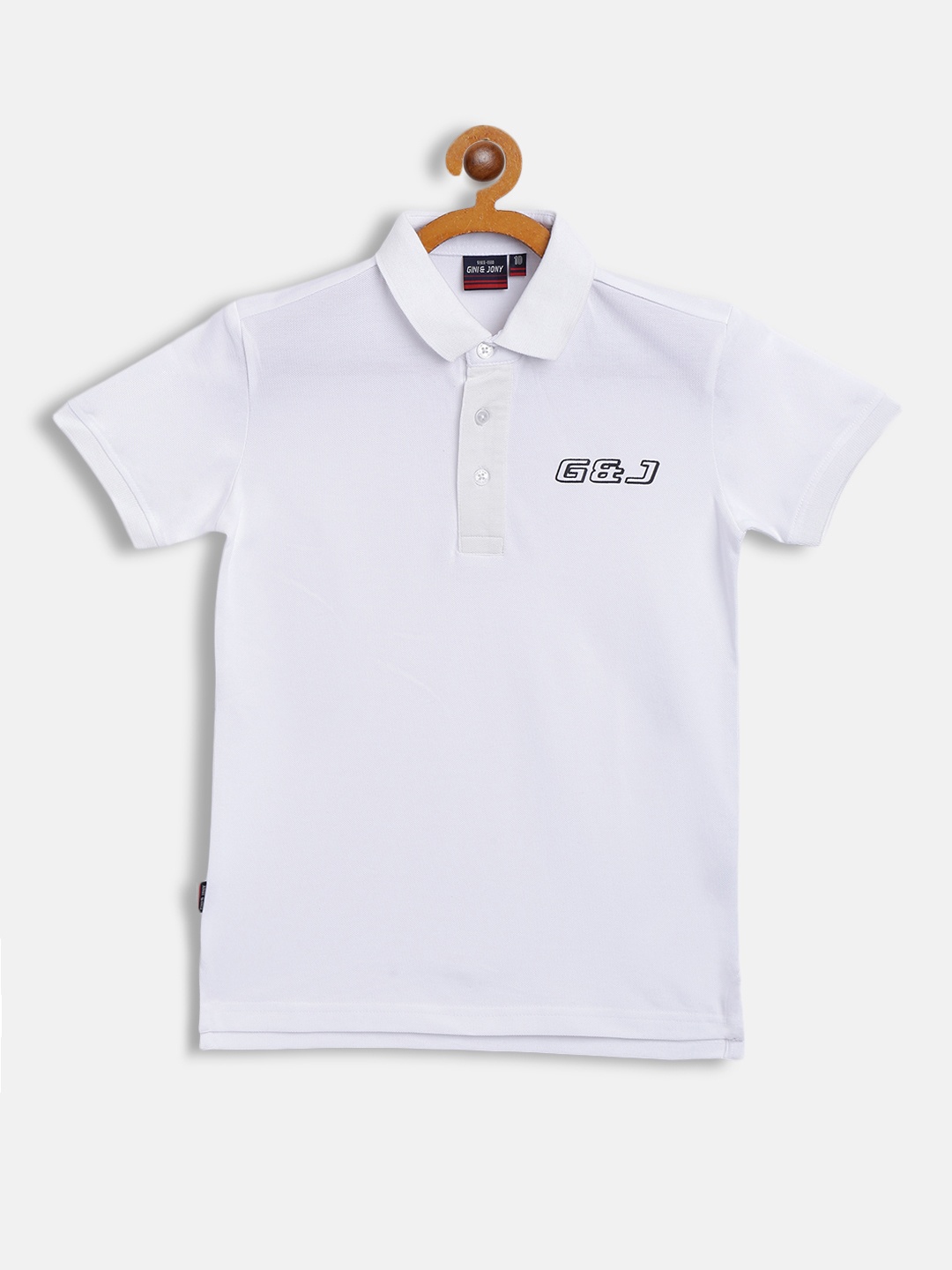 

Gini and Jony Boys White Solid Polo Collar Cotton T-shirt