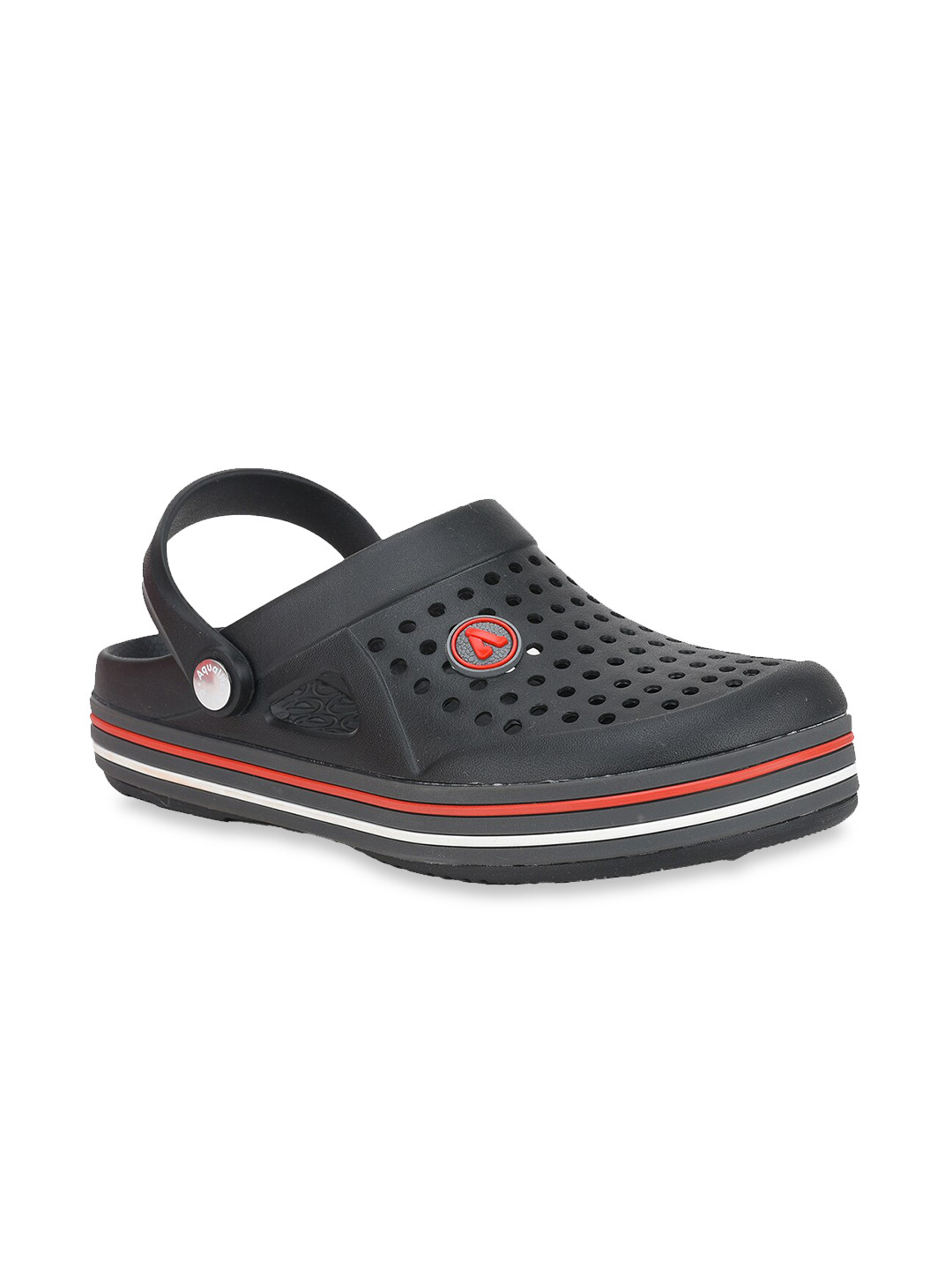 

Aqualite Men Black & Red Striped PU Clogs
