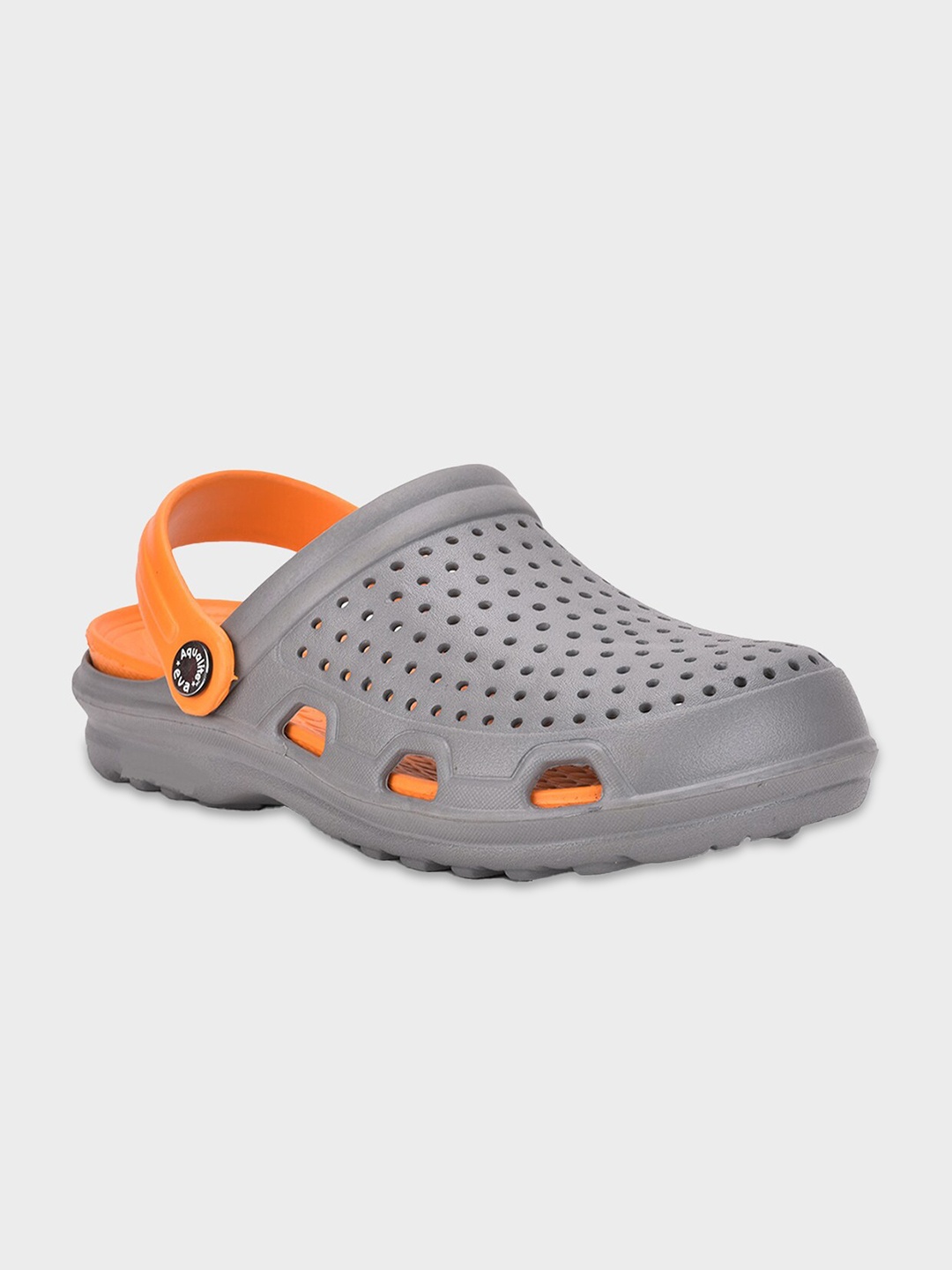 

Aqualite Men Grey & Orange PU Clogs