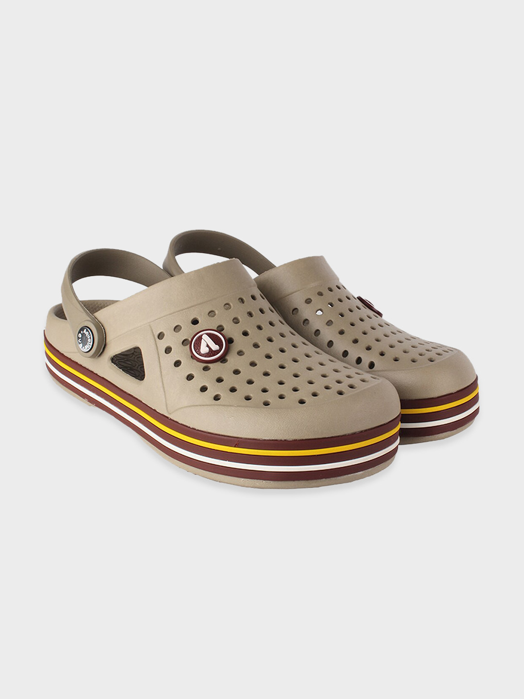 

Aqualite Men Khaki & Brown PU Clogs Sandals
