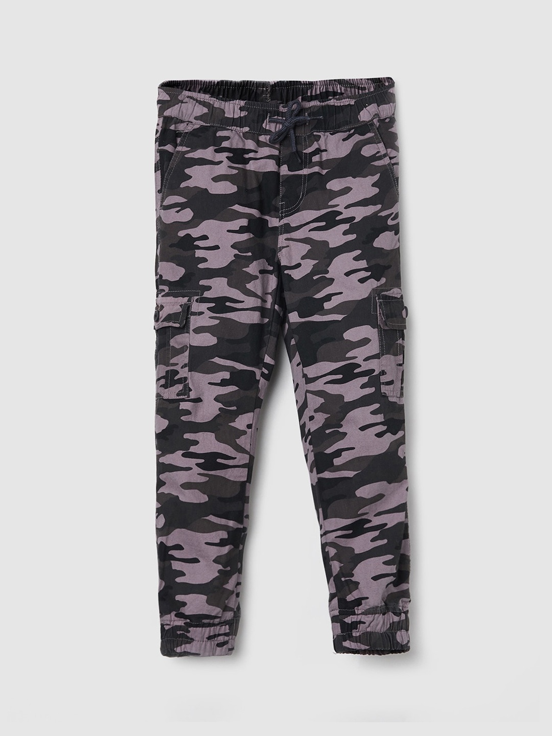 

max Boys Grey Camouflage Printed Cargos Trousers