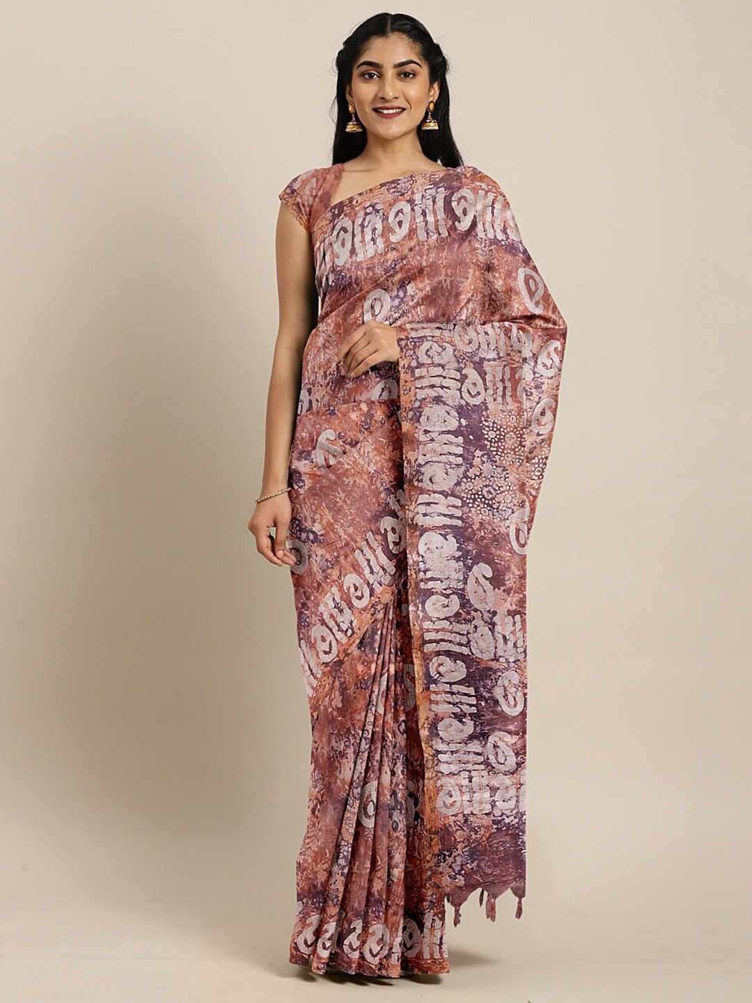 

The Chennai Silks Purple & Peach-Coloured Batik Pure Cotton Saree