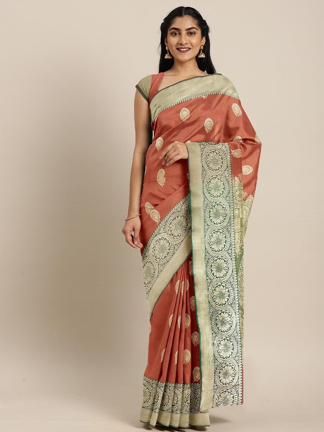 

The Chennai Silks Orange Woven Design Saree