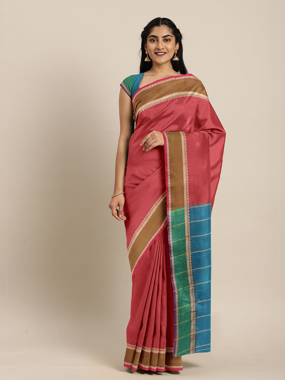 

The Chennai Silks Maroon & Blue Zari Art Silk Saree