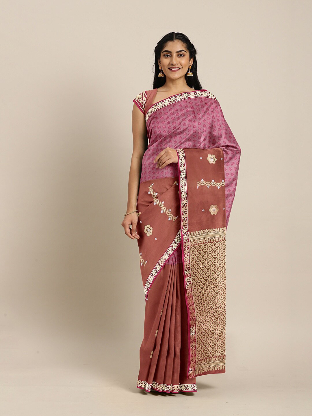 

The Chennai Silks Pink Woven Design Saree