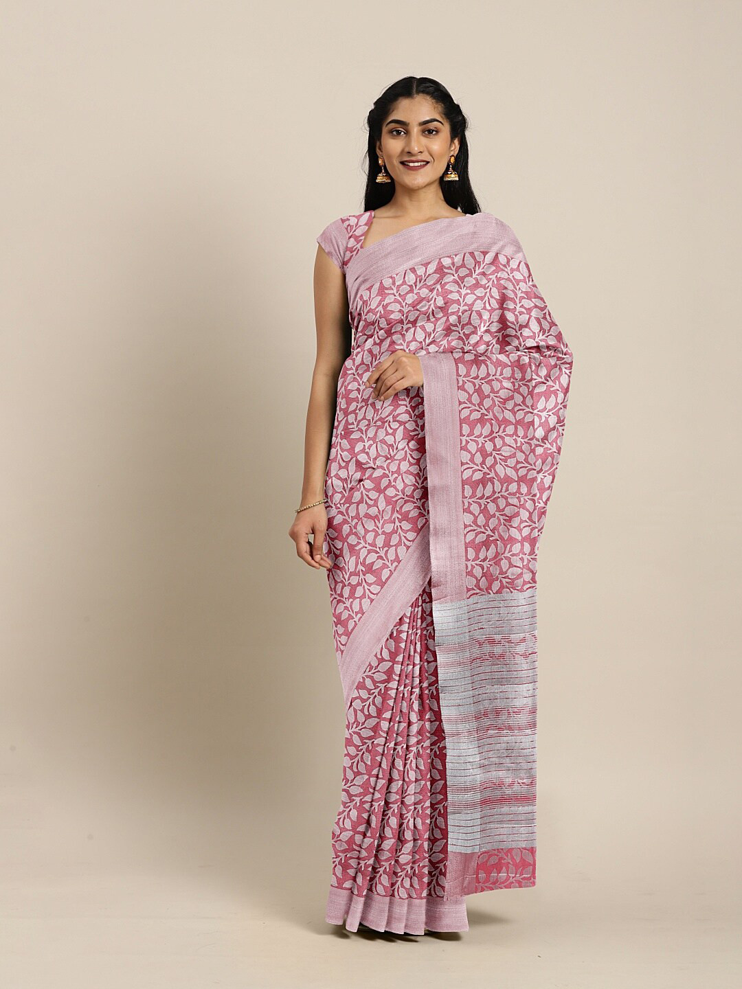 

The Chennai Silks Pink Woven Design Saree
