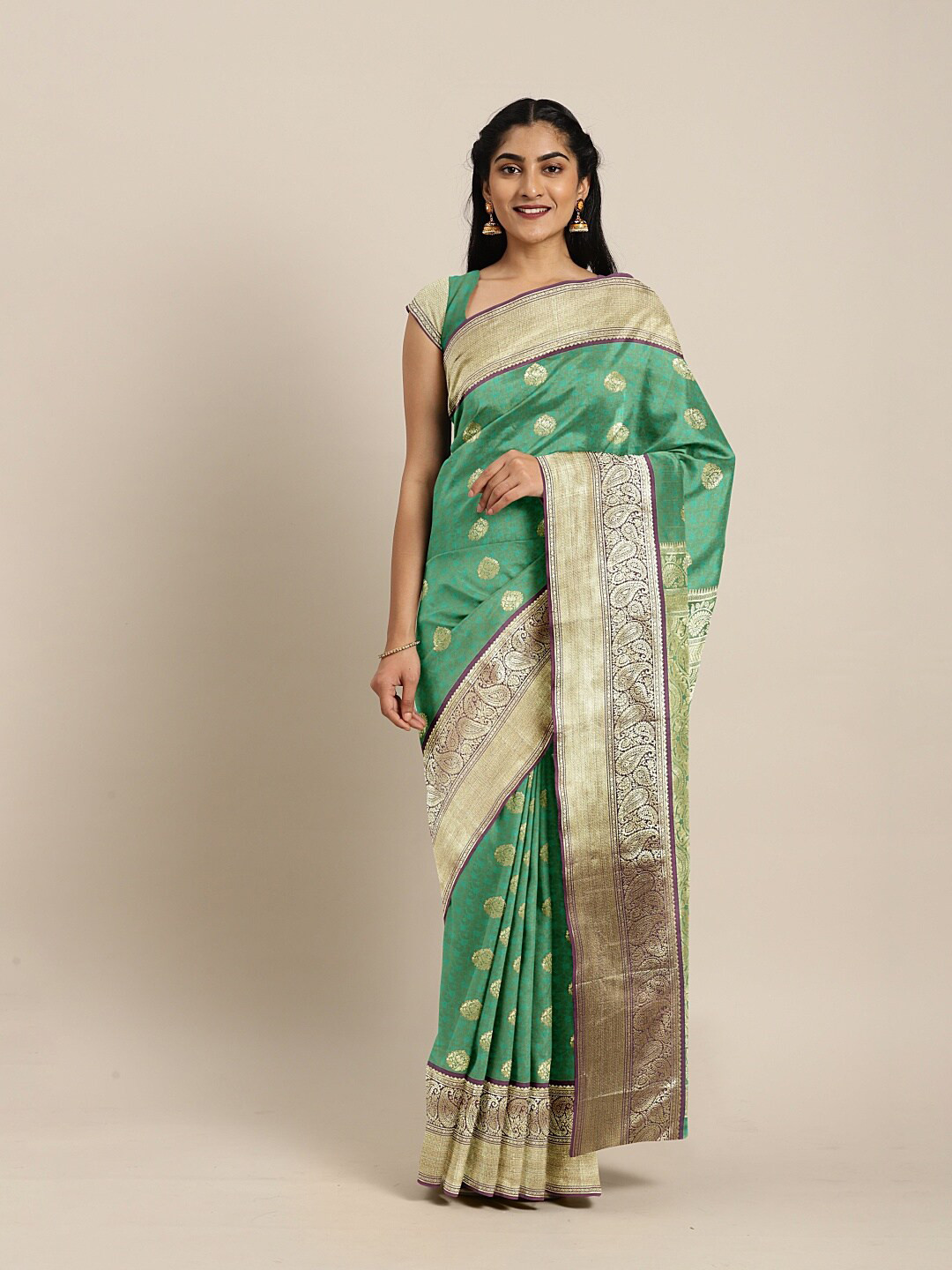 

The Chennai Silks Green & Purple Woven Design Zari Art Silk Saree