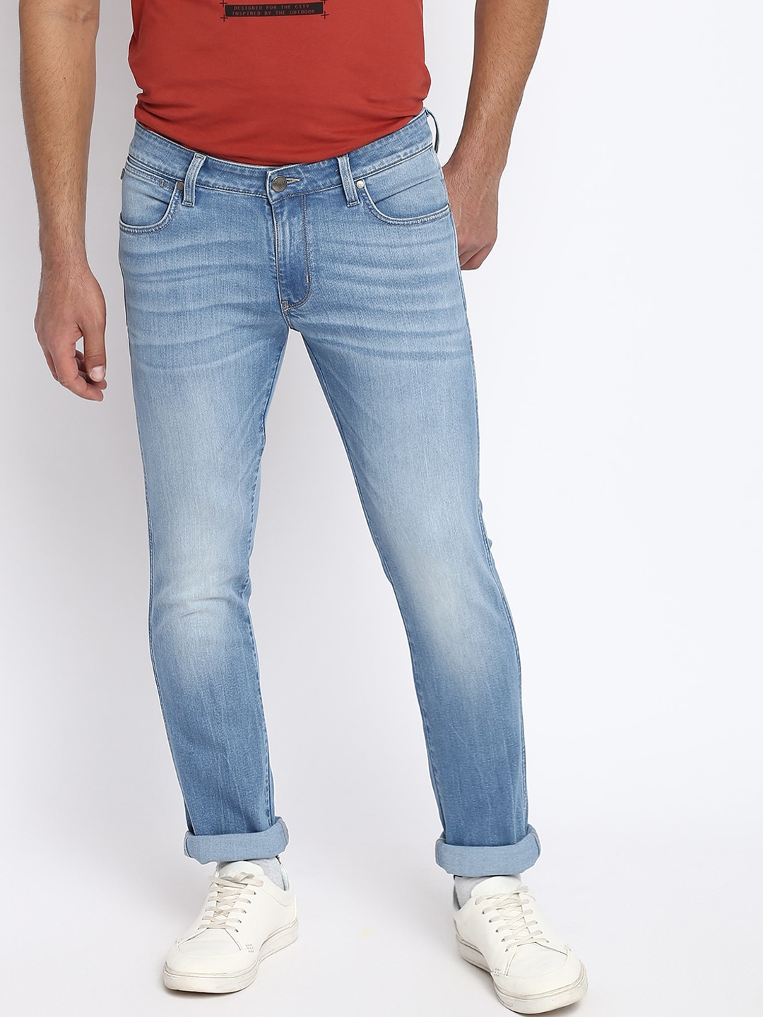 

Wrangler Men Blue Skanders Slim Fit Low-Rise Heavy Fade Stretchable Jeans