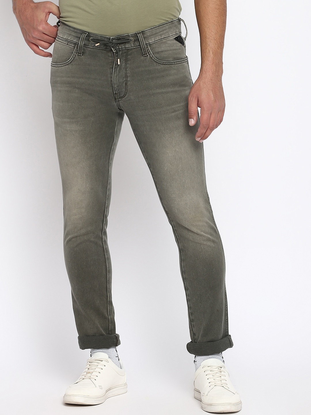 

Wrangler Men Olive Green Skanders Slim Fit Low-Rise Light Fade Stretchable Jeans