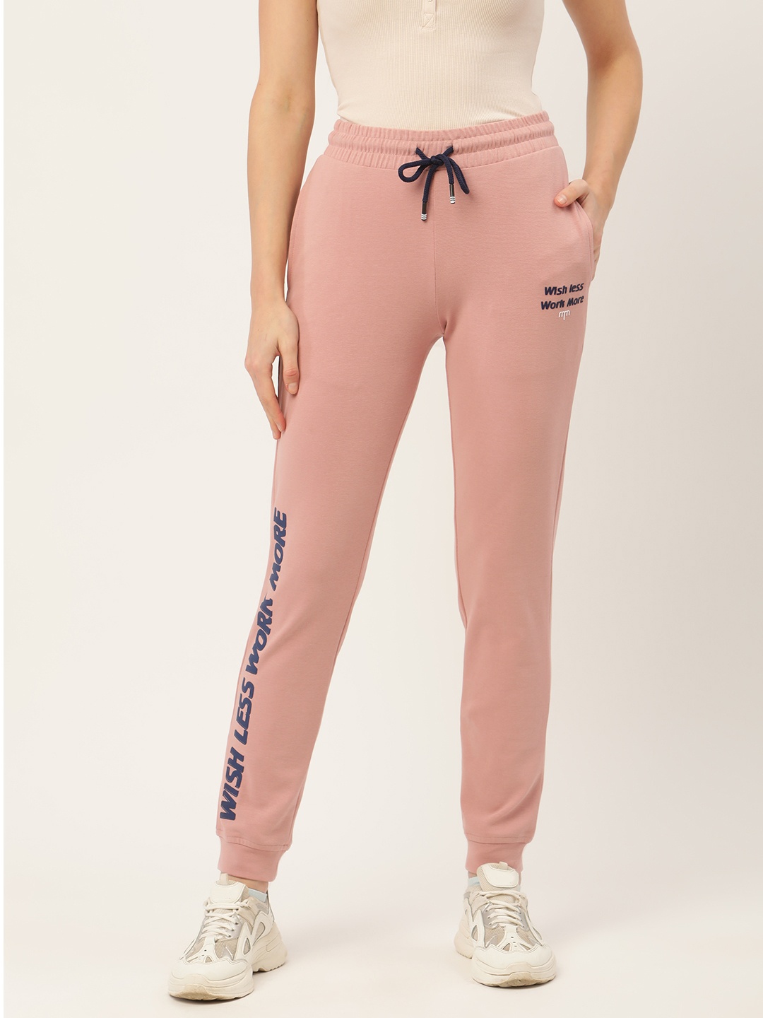 

Madame Women Pink Typography Printed Track Pants
