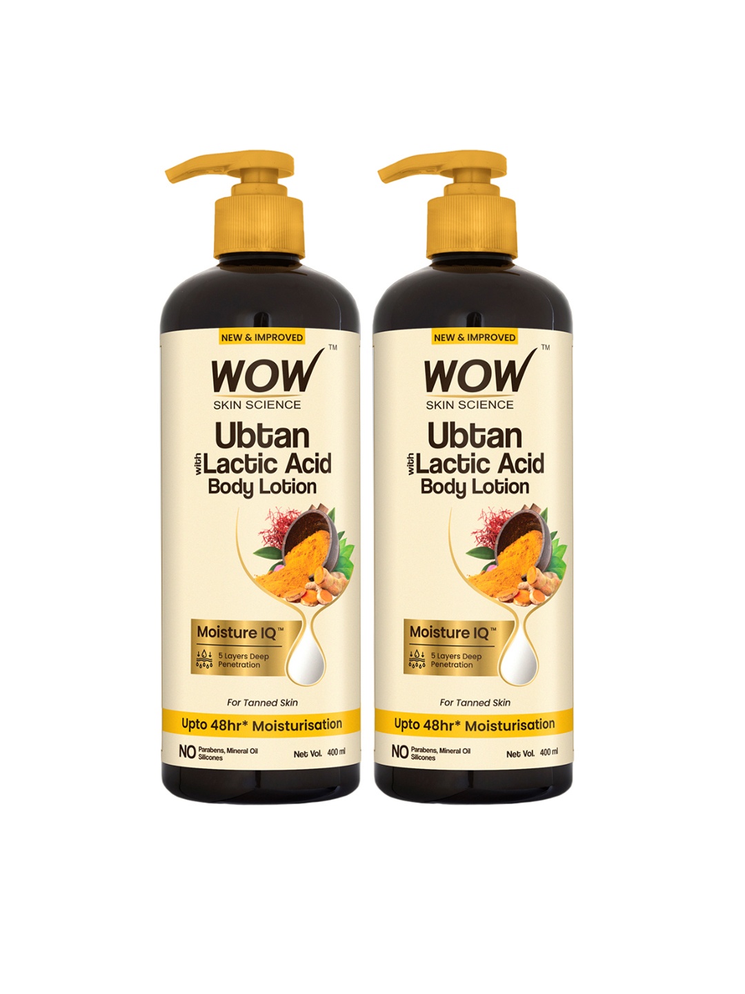 

WOW SKIN SCIENCE Set of 2 Ubtan Anti-Tanning & Smoothening Body Lotion - 400 ml Each, Brown