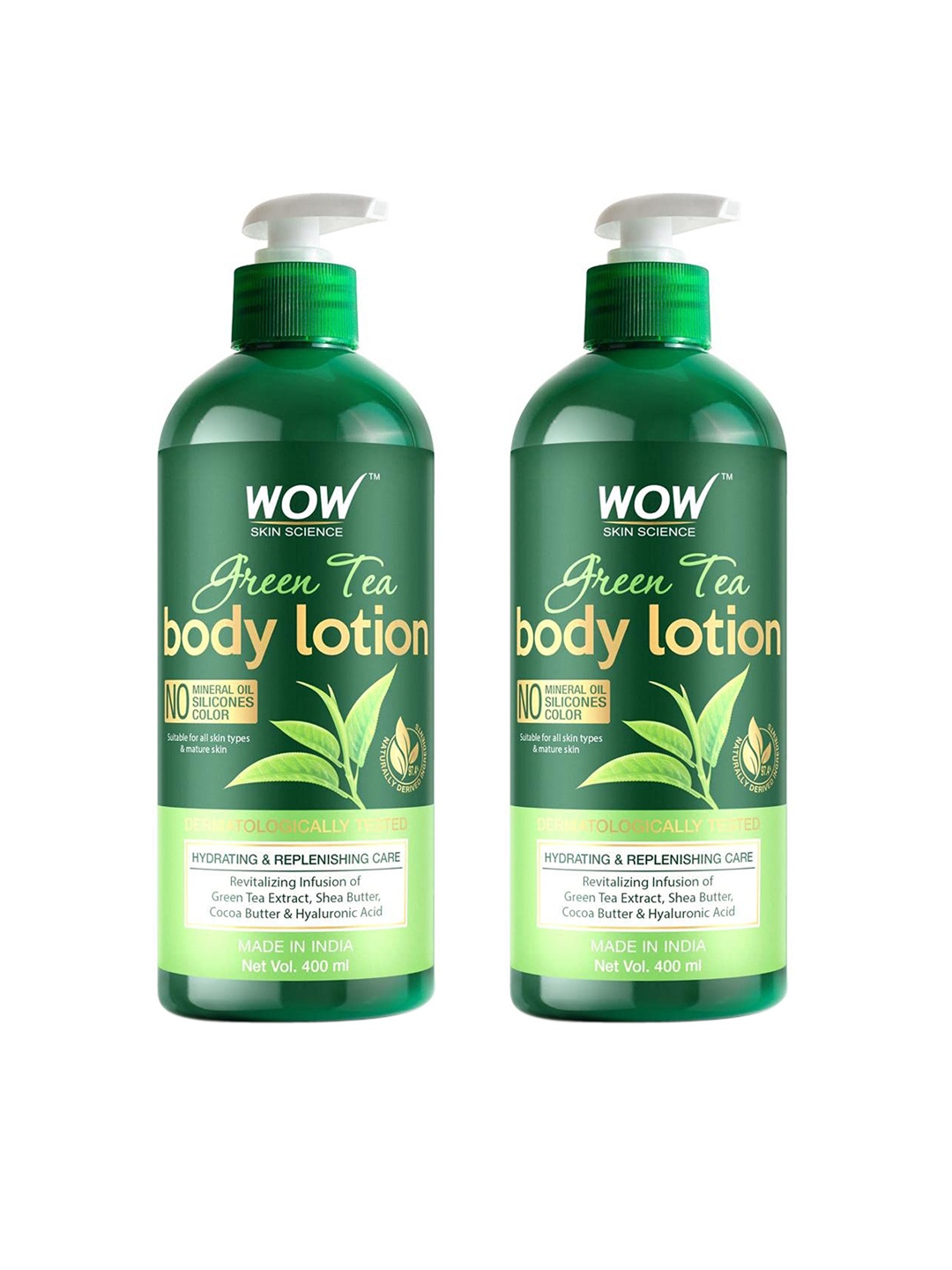 

WOW SKIN SCIENCE Set of 2 Green Tea Hydrating & Replenishing Body Lotion - 400 ml Each