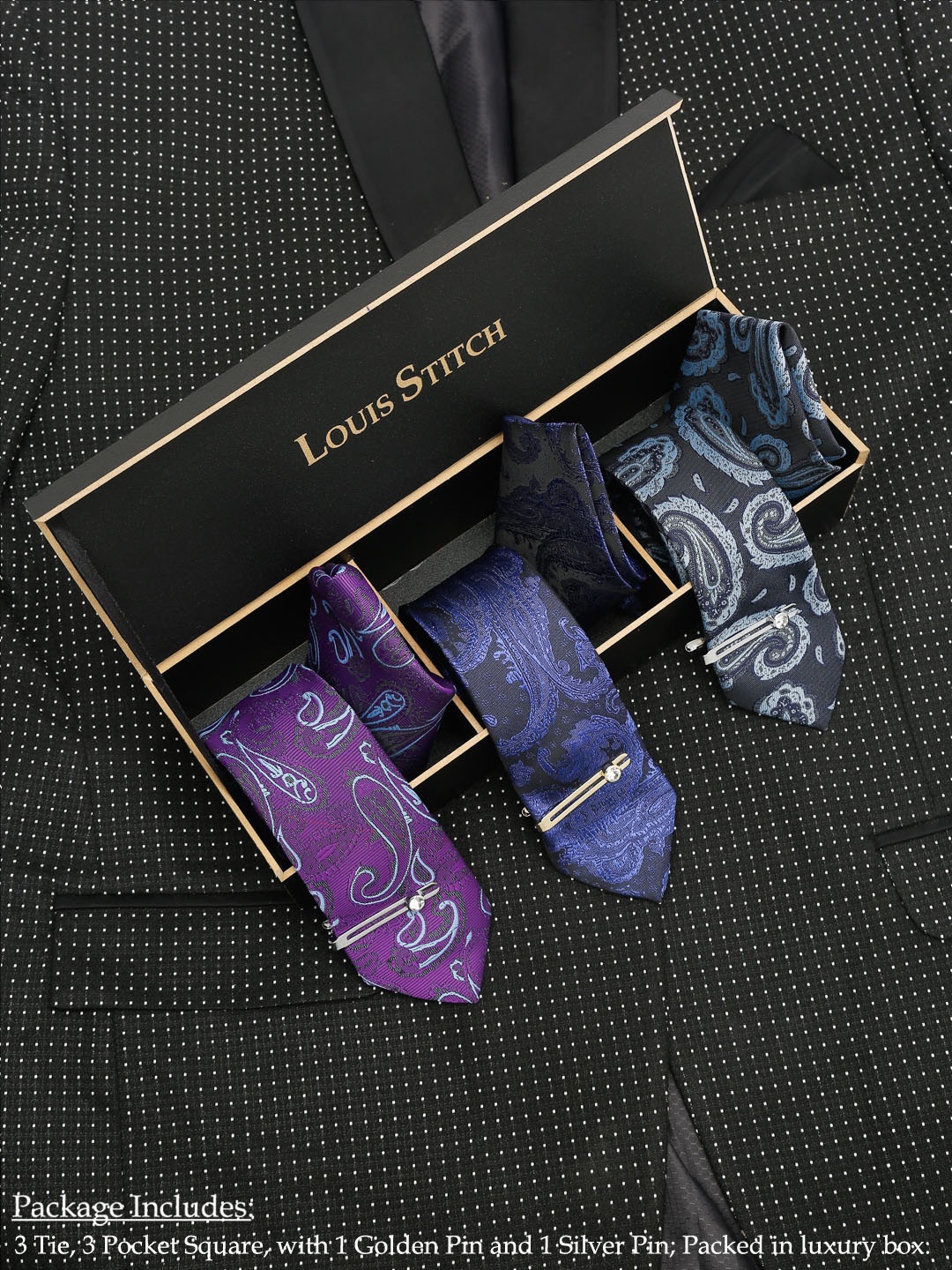 

LOUIS STITCH Pack of 3 Men Accessory Gift Set, Blue