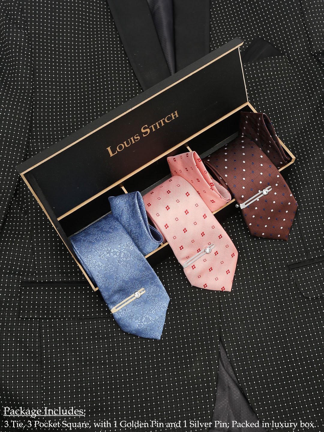 

LOUIS STITCH Men Brown & Blue 8 Pc Accessory Set