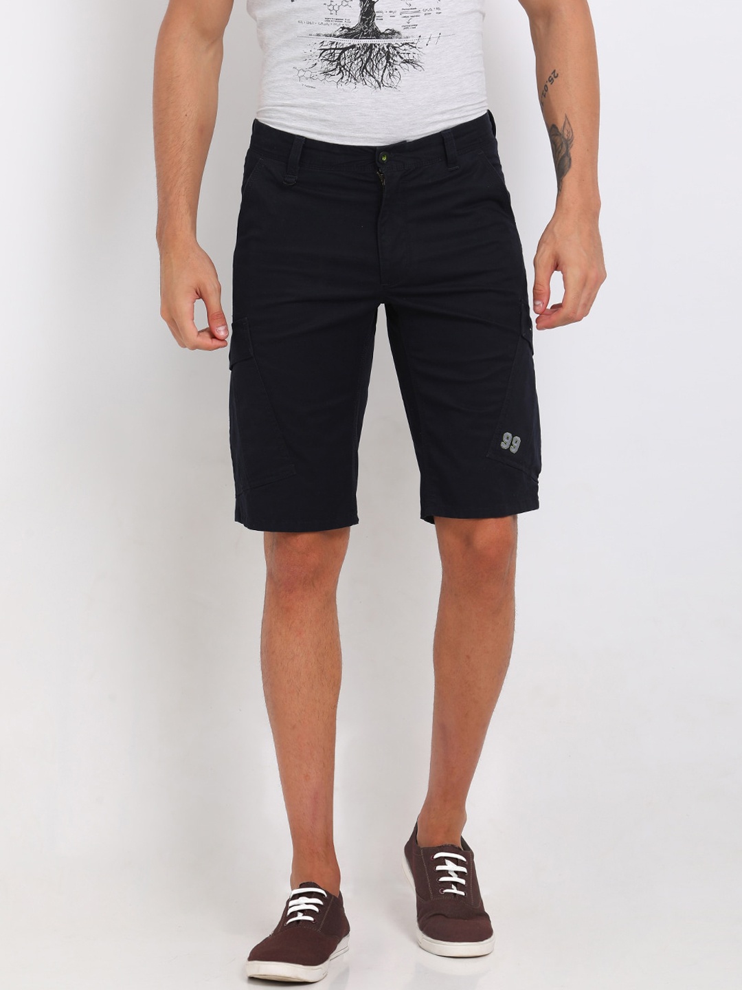 

t-base Men Navy Blue Regular Fit Cargo Shorts