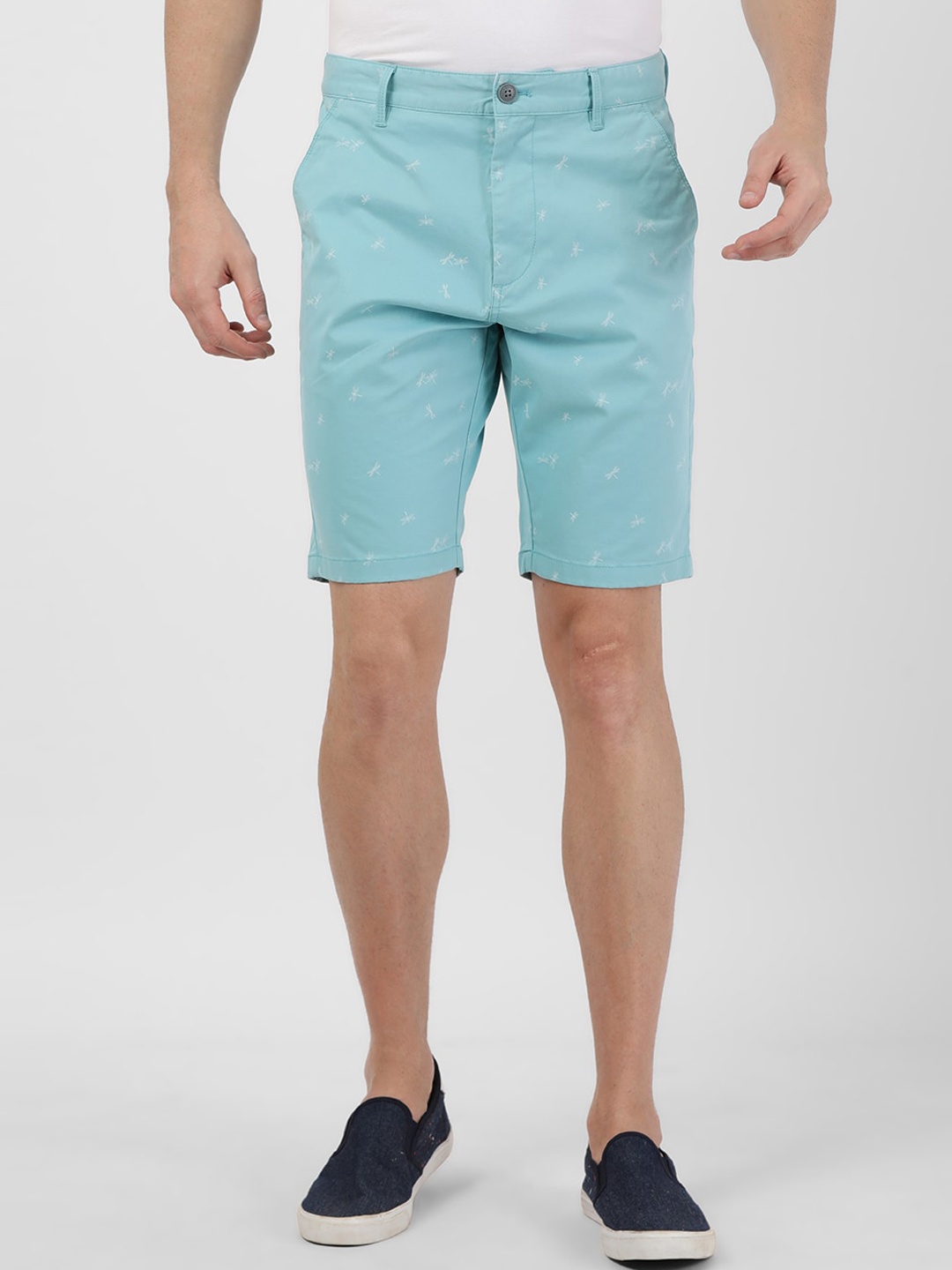 

t-base Men Sea Green Conversational Printed Shorts