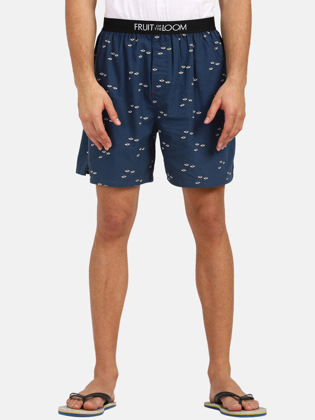 

Fruit of the loom Blue Printed Relaxed Fit Pure Cotton Winter Boxers