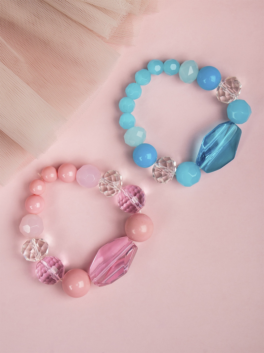 

Arendelle Girls Set Of 2 Pink & Blue Beaded Charm Bracelet