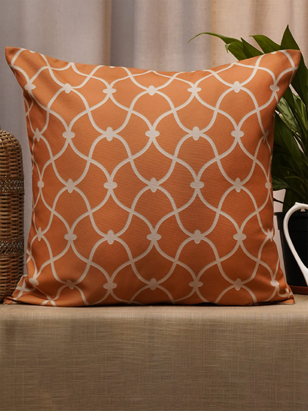

ZEBA Orange & Off White Square Cushion Covers