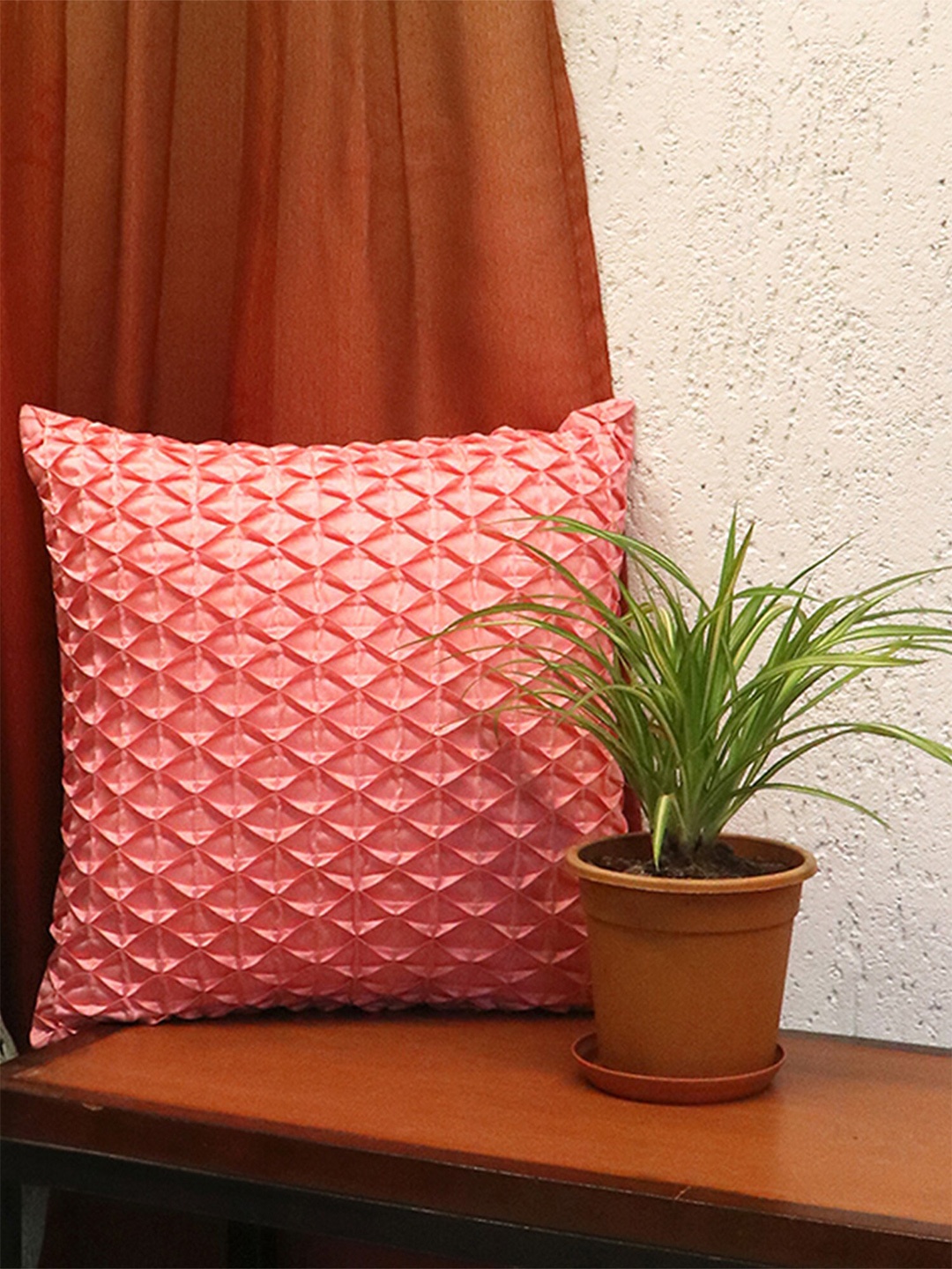 

ZEBA Pink Embroidered Square Cushion Cover