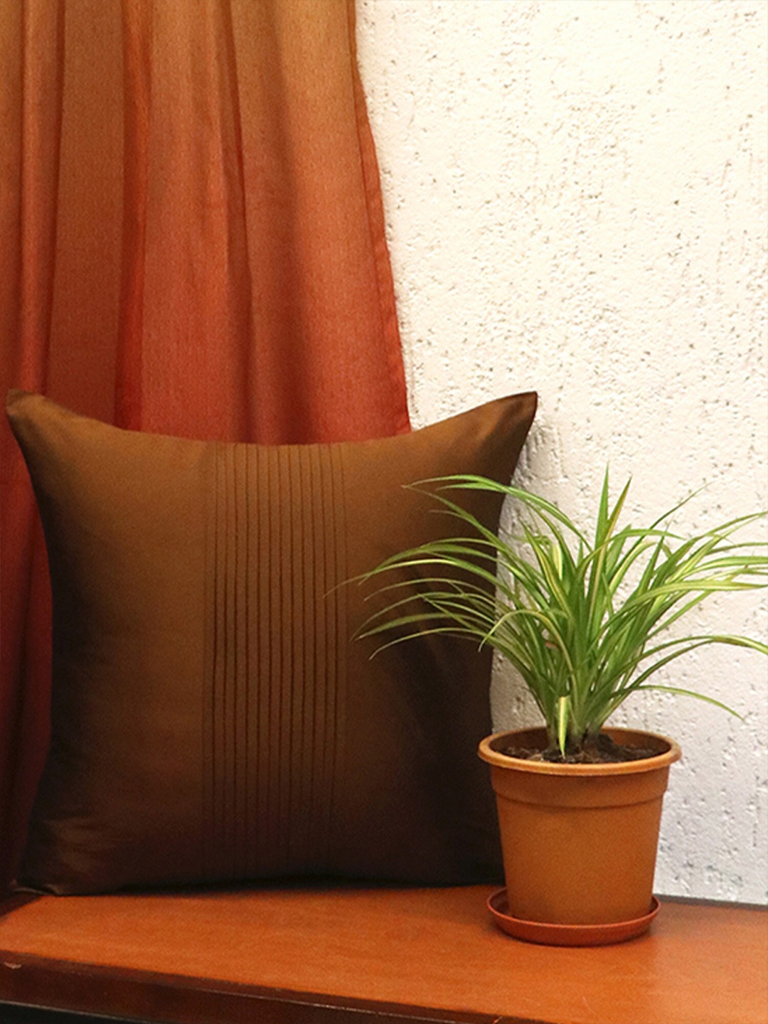 

ZEBA Brown Pleated Square Cushion Covers