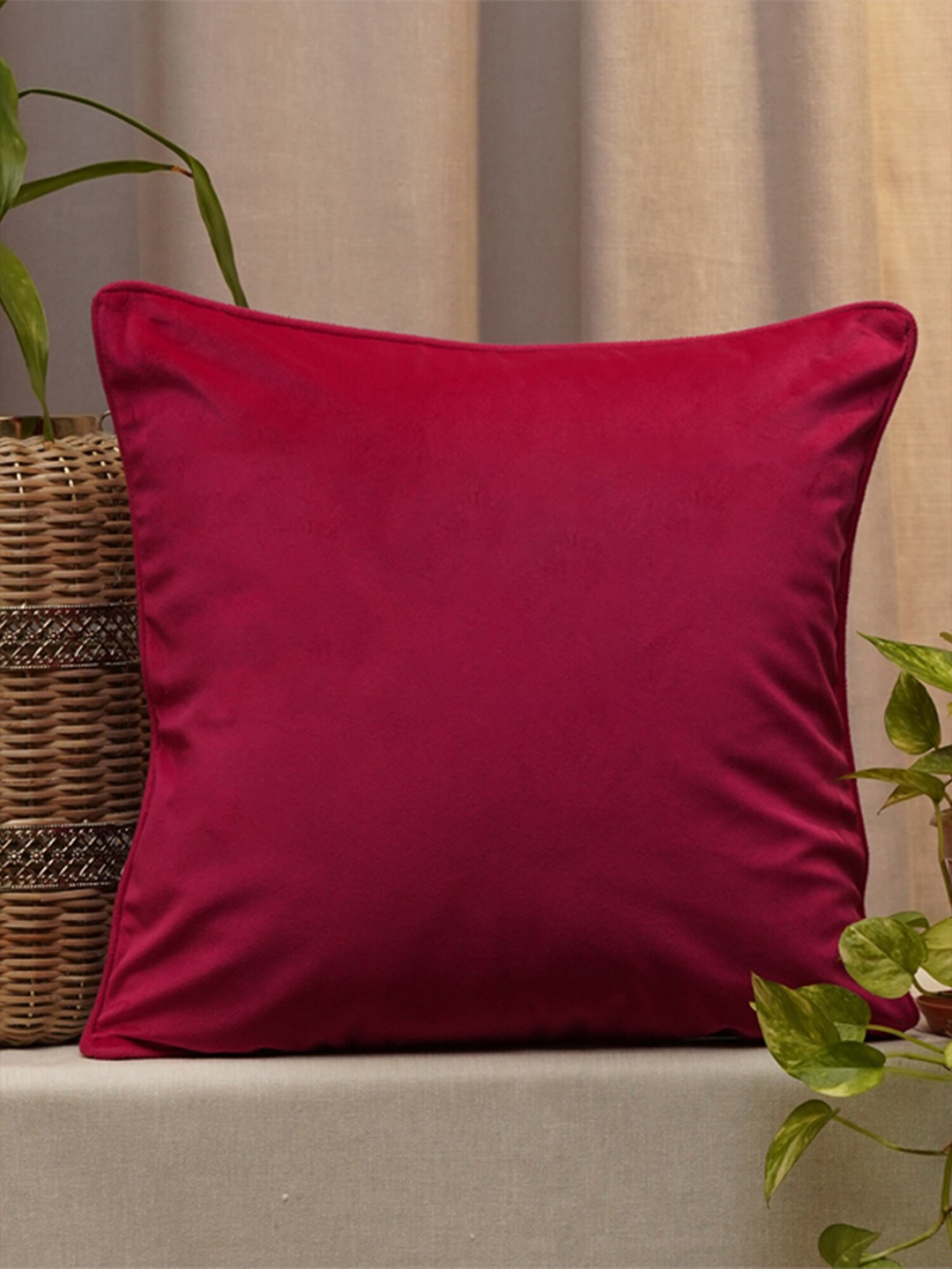 

ZEBA Maroon Velvet Square Cushion Covers