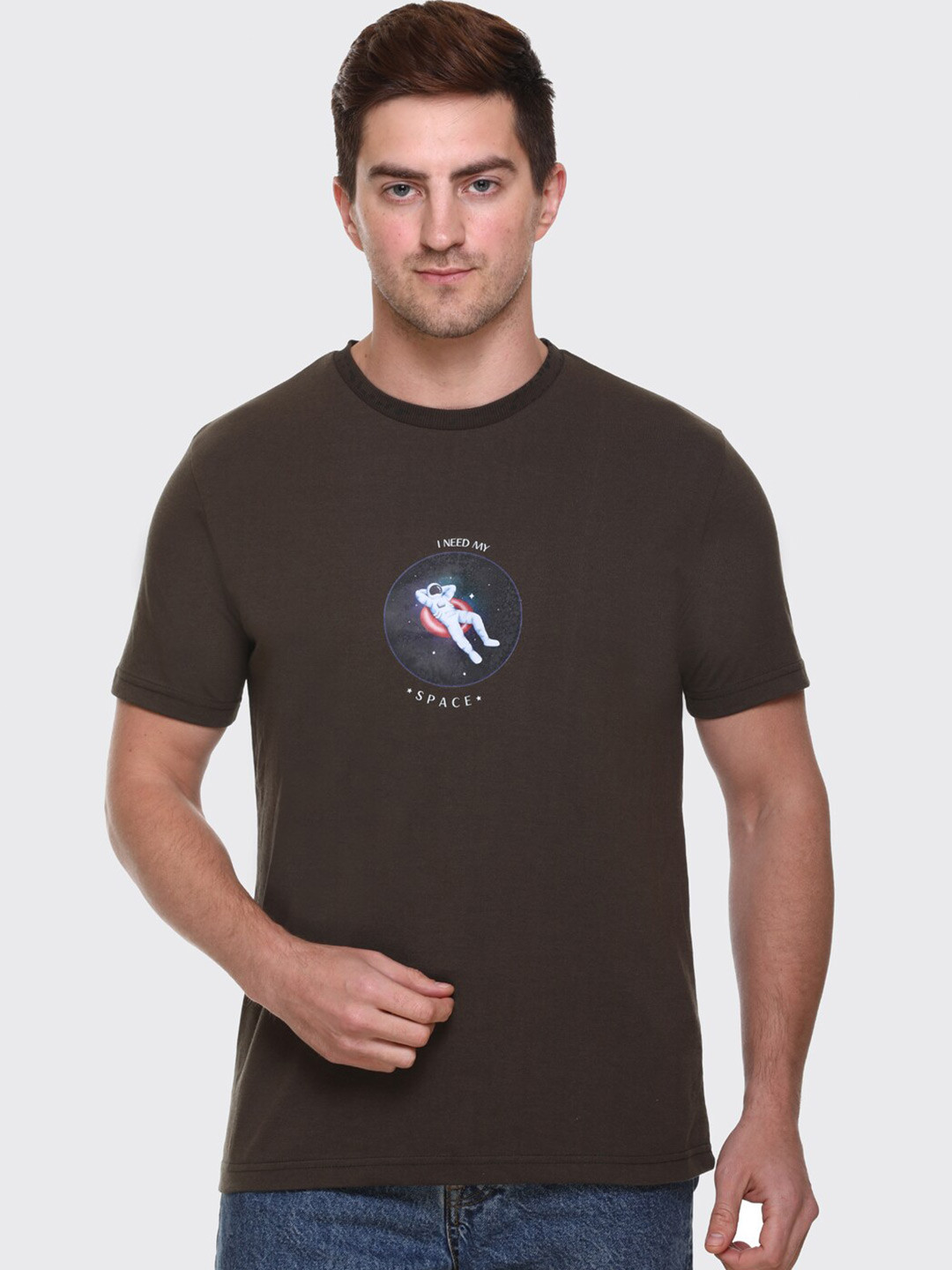 

Obaan Men Olive Green Printed T-shirt