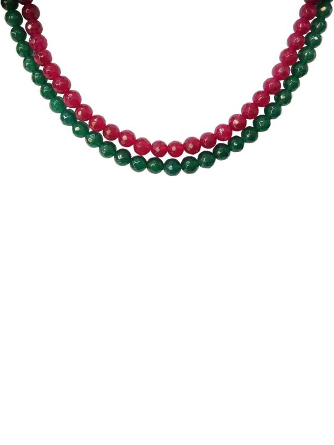 

RICH AND FAMOUS Red & Green Agate & Quartz Brass Gold-Plated Layered Necklace